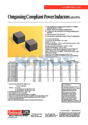 AE611PYA102MSZ datasheet - Outgassing Compliant Power Inductors