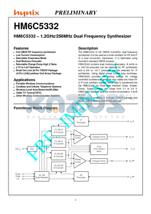 HM6C5332 datasheet - HM6C5332 - 1.2GHz/250MHz Dual Frequency Synthesizer