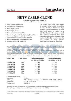 FFC010A075 datasheet - HDTV CABLE CLONE
