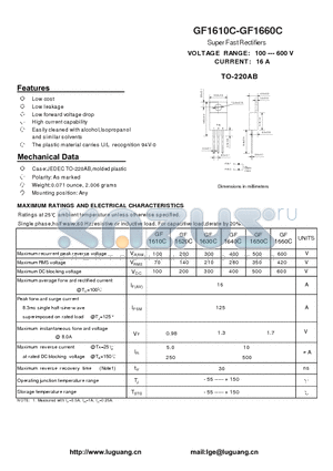 GF1630C datasheet - Super Fast Rectifiers