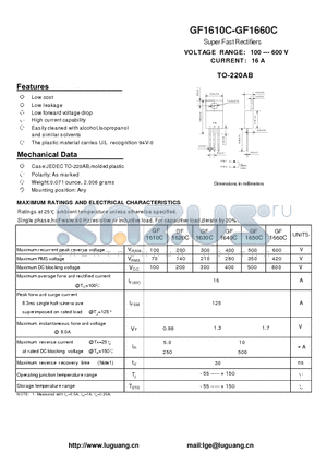 GF1650C datasheet - Super Fast Rectifiers