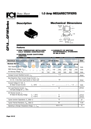 GF1A datasheet - 1.0 Amp MEGARECTIFIERS