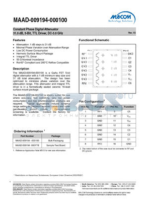 MAAD-009194-000100 datasheet - Constant Phase Digital Attenuator