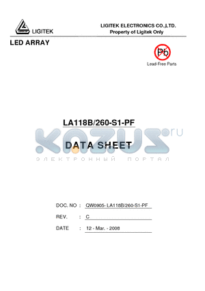 LA118B-260-S1-PF datasheet - LED ARRAY