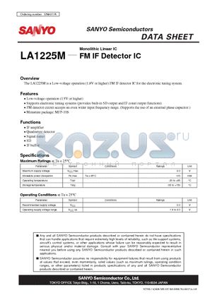 LA1225M datasheet - FM IF Detector IC