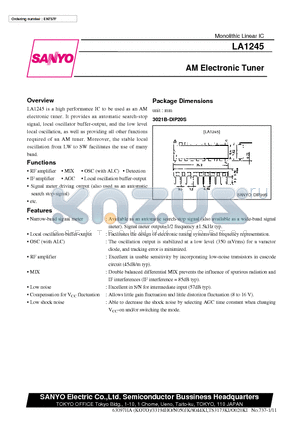 LA1245 datasheet - AM Electronic Tuner