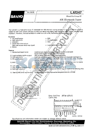 LA1247 datasheet - AM ELECTRONIC TUNER