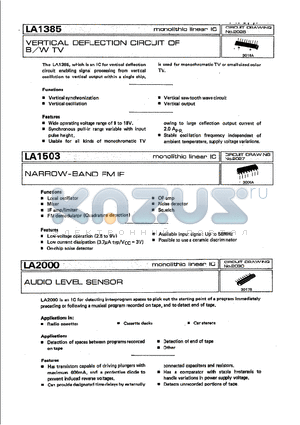 LA1385 datasheet - VERTICAL DEFLECTION CIRCUIT OF B/W TV