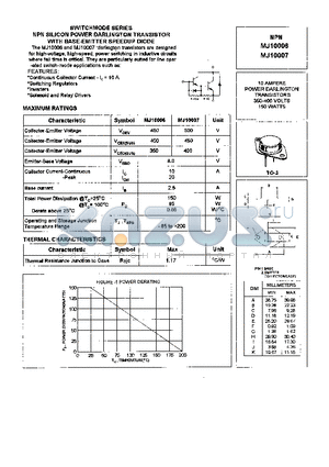 MJ10007 datasheet - SWITCHMODE SERIES NPN SILICON POWER DARLINGTON TRANSISTOR WITH BASE-EMITTER SPEEDUP DIODE