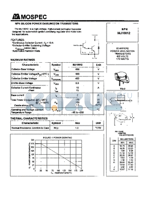 MJ10012 datasheet - POWER TRANSISTORS(10A,400V,175W)