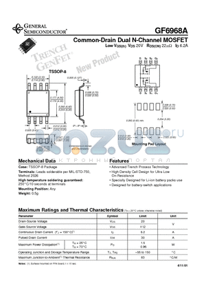 GF6968A datasheet - Common-Drain Dual N-Channel MOSFET