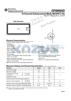 GF6968AD datasheet - N-Channel Enhancement-Mode MOSFET Die