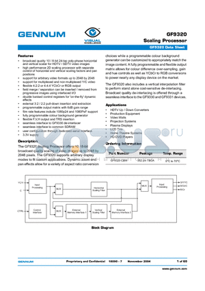 GF9320-CBW datasheet - Scaling Processor
