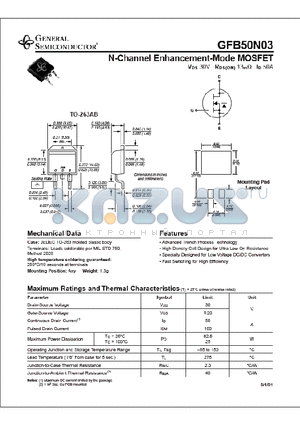 GFB50N03 datasheet - N-Channel Enhancement-Mode MOSFET