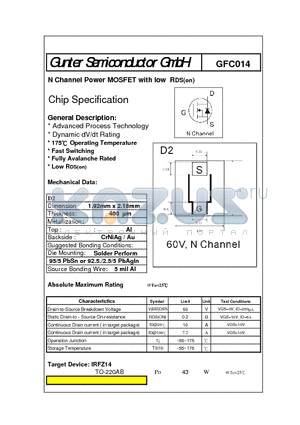 GFC014 datasheet - N Channel Power MOSFET with low RDS(on)