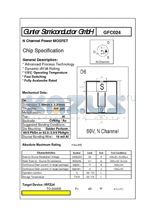 GFC024 datasheet - N Channel Power MOSFET