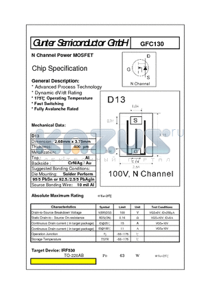 GFC130 datasheet - N Channel Power MOSFET