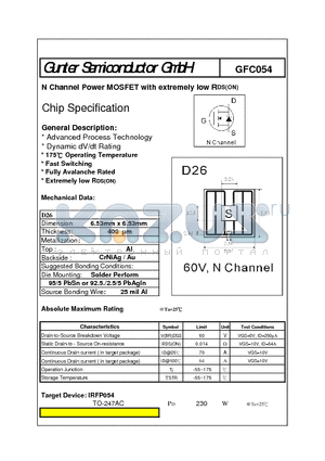 GFC054 datasheet - N Channel Power MOSFET with extremely low RDS(ON)
