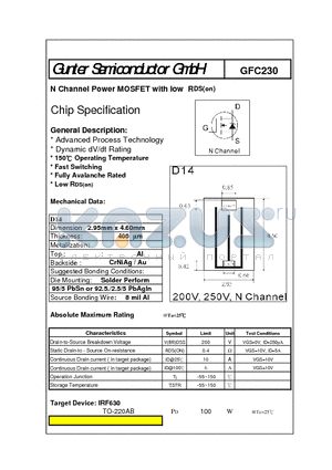 GFC230 datasheet - N Channel Power MOSFET with low RDS(on)