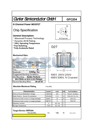 GFC254 datasheet - N Channel Power MOSFET