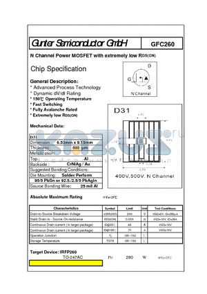 GFC260 datasheet - N Channel Power MOSFET with extremely low RDS(ON)