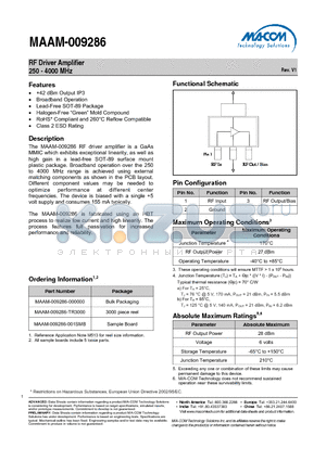 MAAM-009286-TR3000 datasheet - RF Driver Amplifier