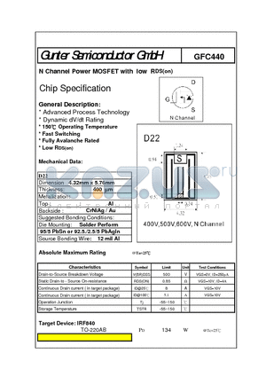 GFC440 datasheet - N Channel Power MOSFET with low RDS(on)