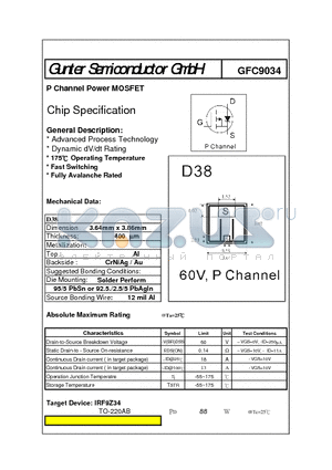GFC9034 datasheet - P Channel Power MOSFET