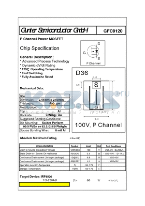 GFC9120 datasheet - P Channel Power MOSFET