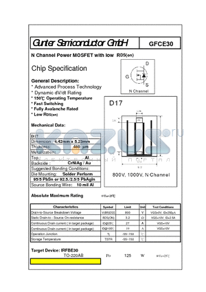 GFCE30 datasheet - N Channel Power MOSFET with low RDS(on)