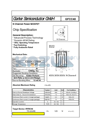 GFCC40 datasheet - N Channel Power MOSFET