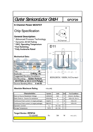 GFCF20 datasheet - N Channel Power MOSFET