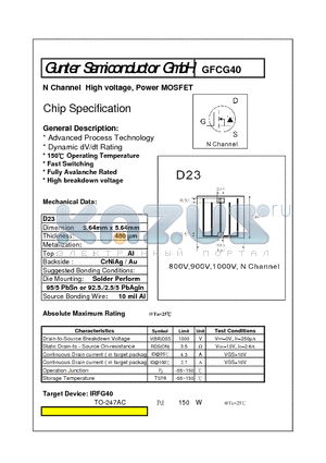 GFCG40 datasheet - N Channel High voltage, Power MOSFET