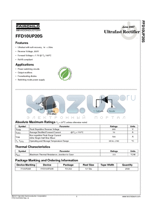 FFD10UP20S datasheet - Ultrafast Rectifier