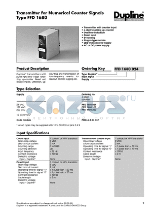 FFD1680024 datasheet - Transmitter for Numerical Counter Signals