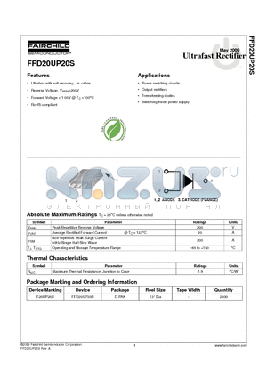 FFD20UP20S datasheet - Ultrafast Rectifier