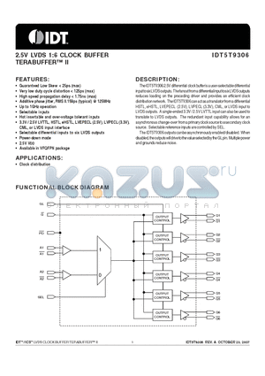 IDT5T9306 datasheet - 2.5V LVDS 1:6 CLOCK BUFFER TERABUFFER II