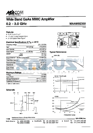 MAAM02350 datasheet - Wide Band GaAs MMIC Amplifier 0.2-3.0GHz