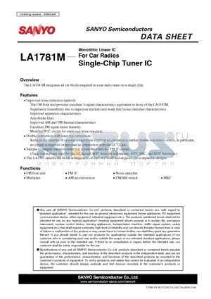 LA1781M datasheet - For Car Radios Single-Chip Tuner IC