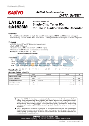 LA1823_09 datasheet - Single-Chip Tuner ICs for Use in Radio Cassette Recorder