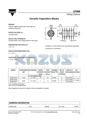 GFMM2505 datasheet - Ceramic Capacitors Stacks