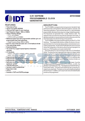 IDT5V9888NLGI datasheet - 3.3V EEPROM PROGRAMMABLE CLOCK GENERATOR