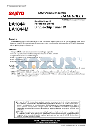 LA1844M datasheet - For Home Stereo Single-chip Tuner IC
