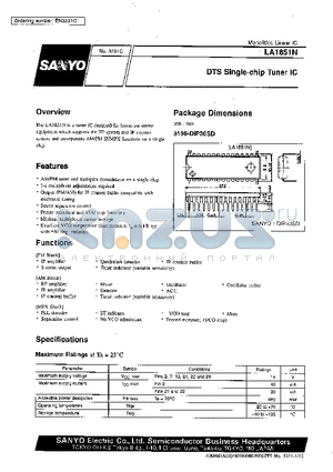 LA1851N datasheet - DTS Single-chip Tuner IC