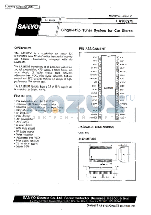 LA1862 datasheet - Single-Chip Tuner System for Car Stereo