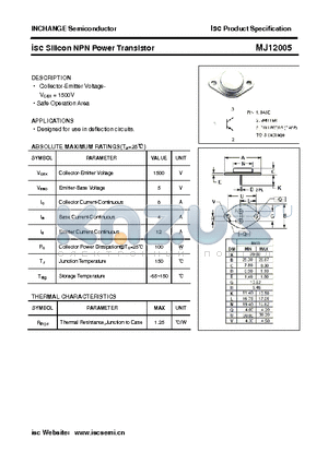 MJ12005 datasheet - isc Silicon NPN Power Transistor