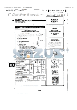 MJ13071 datasheet - NPN SILICON POWER TRANSISTORS