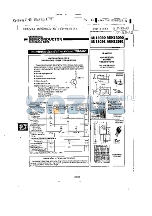 MJ13091 datasheet - 15 AMPERE NPN SILICON POWER TRANSISTORS