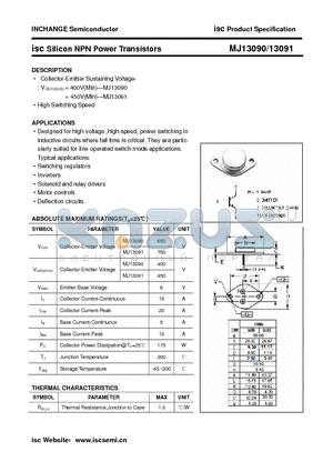 MJ13091 datasheet - isc Silicon NPN Power Transistors
