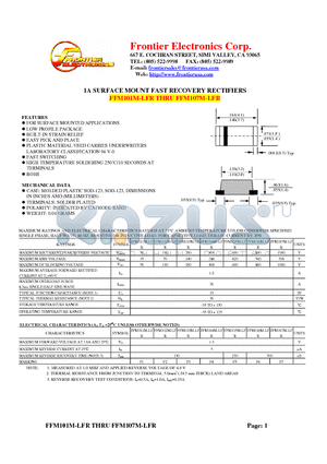 FFM104M-LFR datasheet - 1A SURFACE MOUNT FAST RECOVERY RECTIFIERS